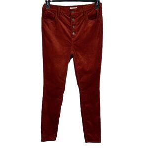 Loft Outlet SZ 6 Hi-Rise Skinny Corduroy Pants Stretch Button-Fly Pockets Rust